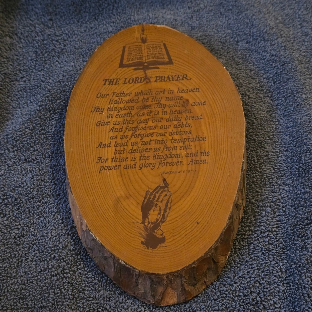 Dickson's The Lord's Prayer Wood Slab Plaque Religious Brown Rustic Live Edge